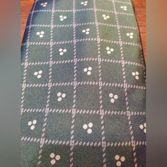 Giorgio Armani Tie, 60% Polyester, 40% Silk, Green & White Pattern Made … - Picture 3 of 10